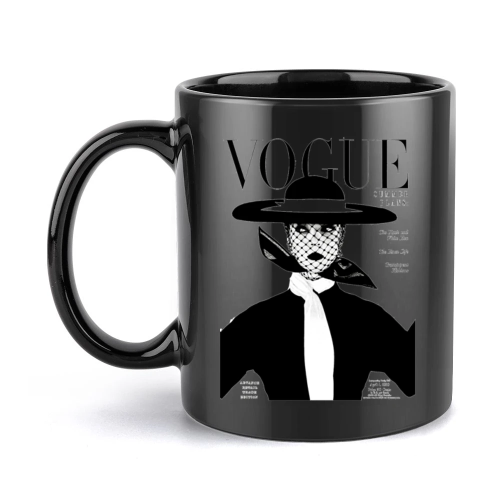 Vintage Vogue Cover Magazine Graphic Tee Shirt Black Mug