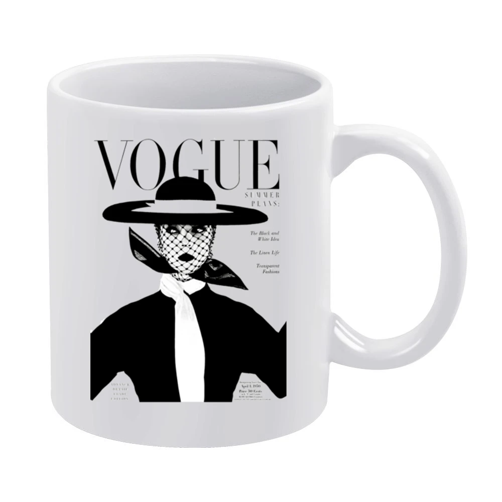 Vintage Vogue Cover Magazine Graphic Tee Shirt White Mug