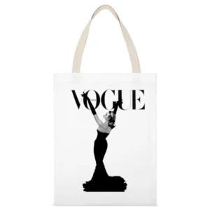 Vintage Vogue Italia Magazine Cover Graphic Tee Shirt White Canvas Tote Shopping Bag