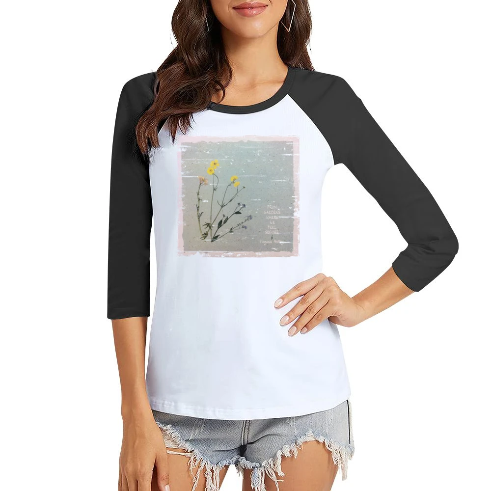 Virginia Astley From Gardens Where We Feel Secure Album Cover Distress Women Ladies 3-4 Sleeve T-Shirt
