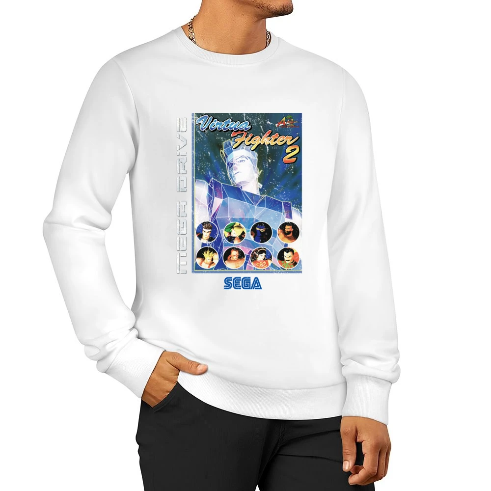 Virtua Fighter 2 Sega Genesis Old School Retro Video Game Fan Distress Men Pullover Sweatshirt