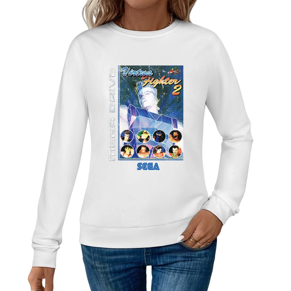 Virtua Fighter 2 Sega Genesis Old School Retro Video Game Fan Distress Women Pullover Sweatshirt