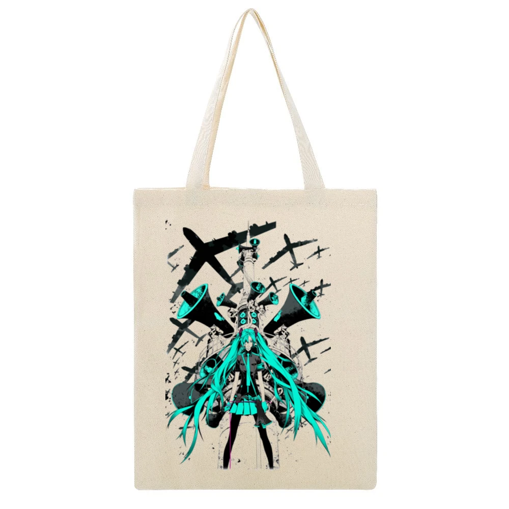 Vocaloid Music Style Beige Canvas Tote Shopping Bag