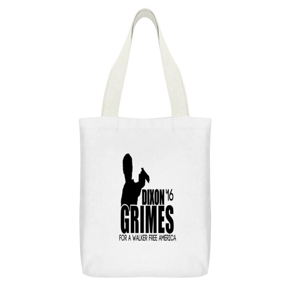 Vote Dixon Grimes Tshirt White Canvas Tote Shopping Bag With Interior Pocket