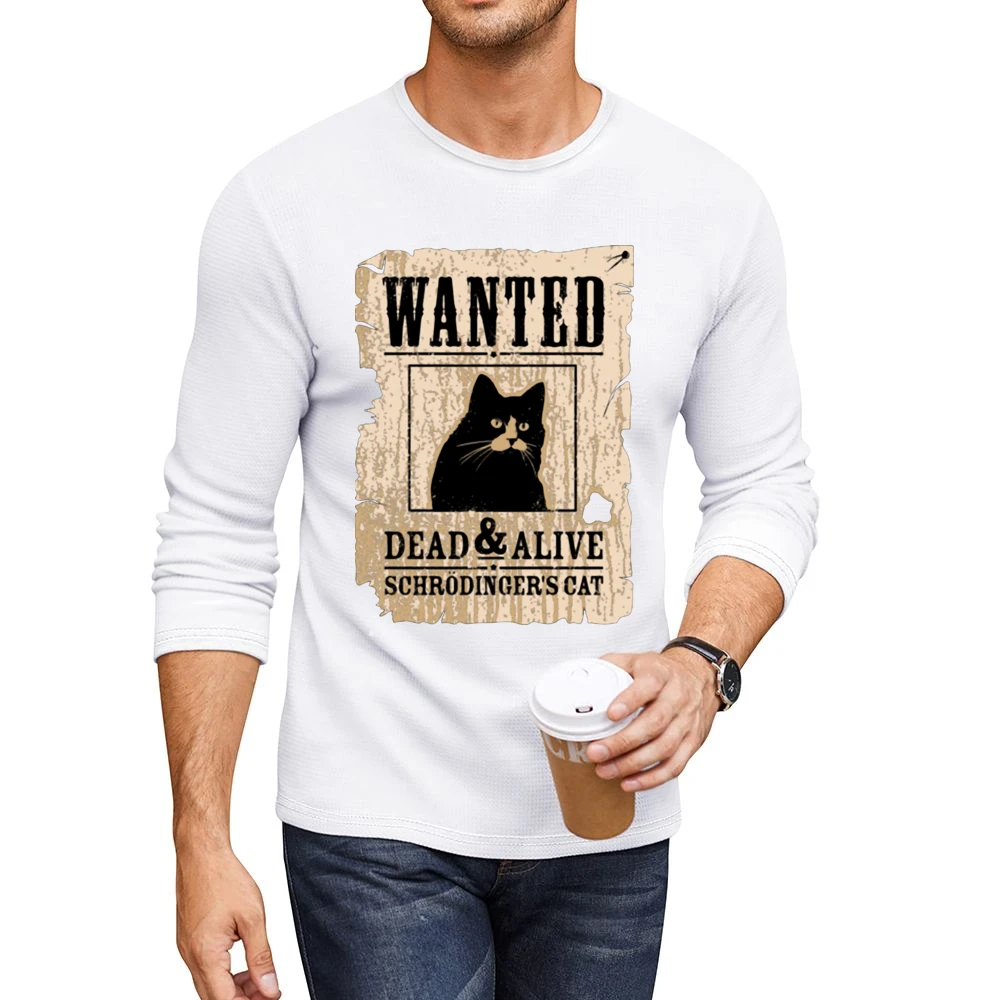 Wanted schrodingers cat dead and alive Men CrewNeck Long Sleeve T-Shirt