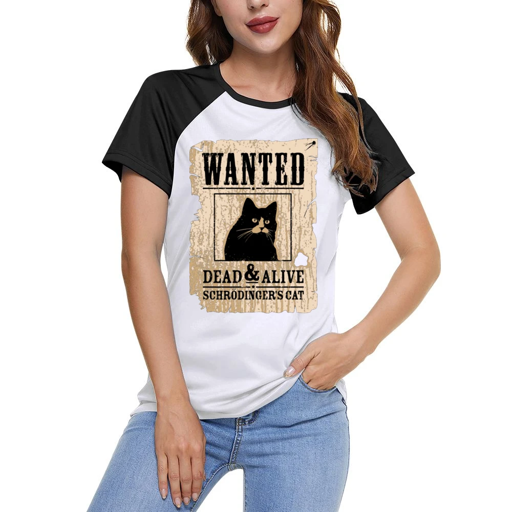 Wanted schrodingers cat dead and alive Women Ladies Short Sleeve T-Shirt