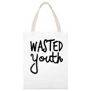 Wasted Youth Popular Wiz Rap Hip Hop Music Graphic Tank Shirt White Canvas Tote Shopping Bag