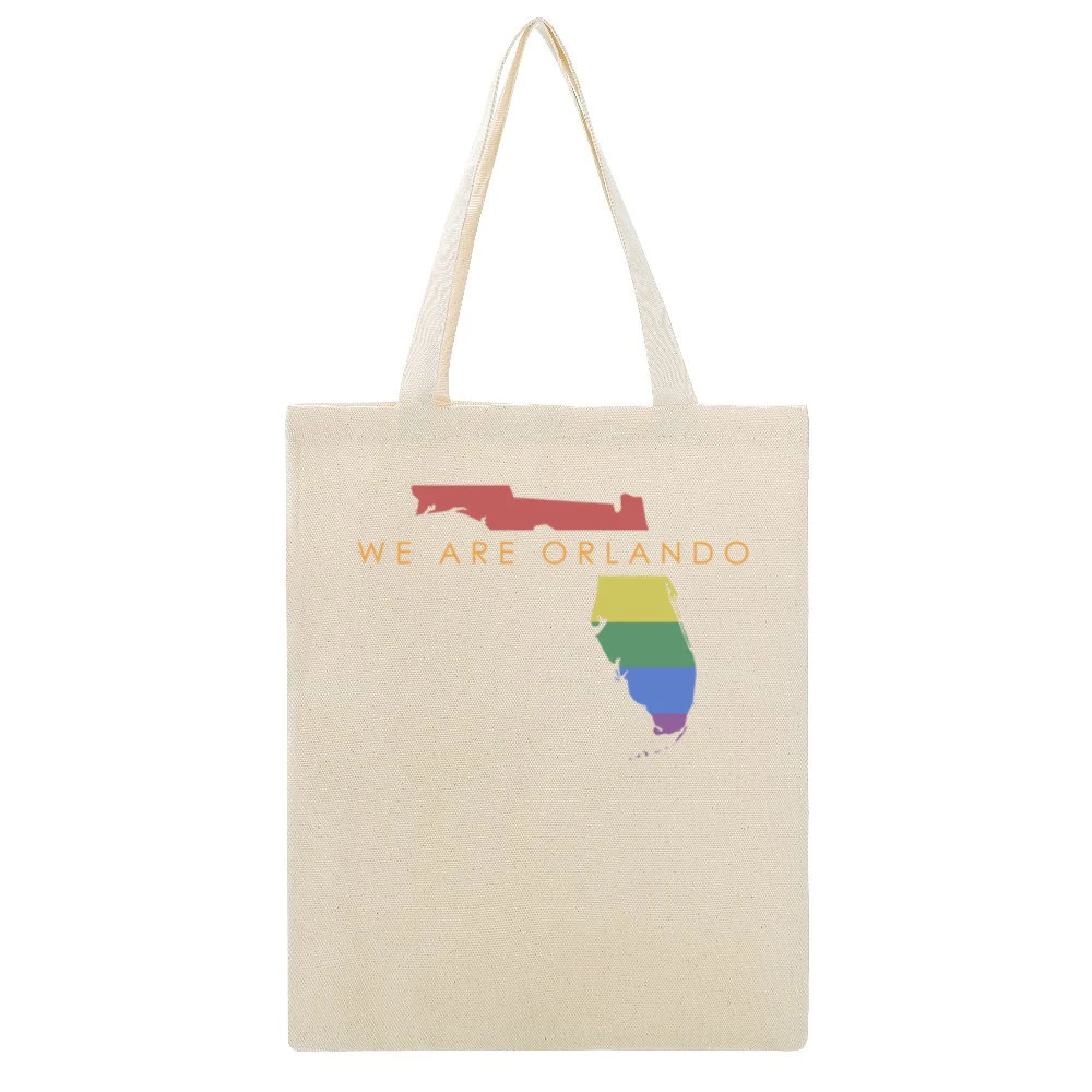 We Are Orlando Love Graphic Beige Canvas Tote Shopping Bag