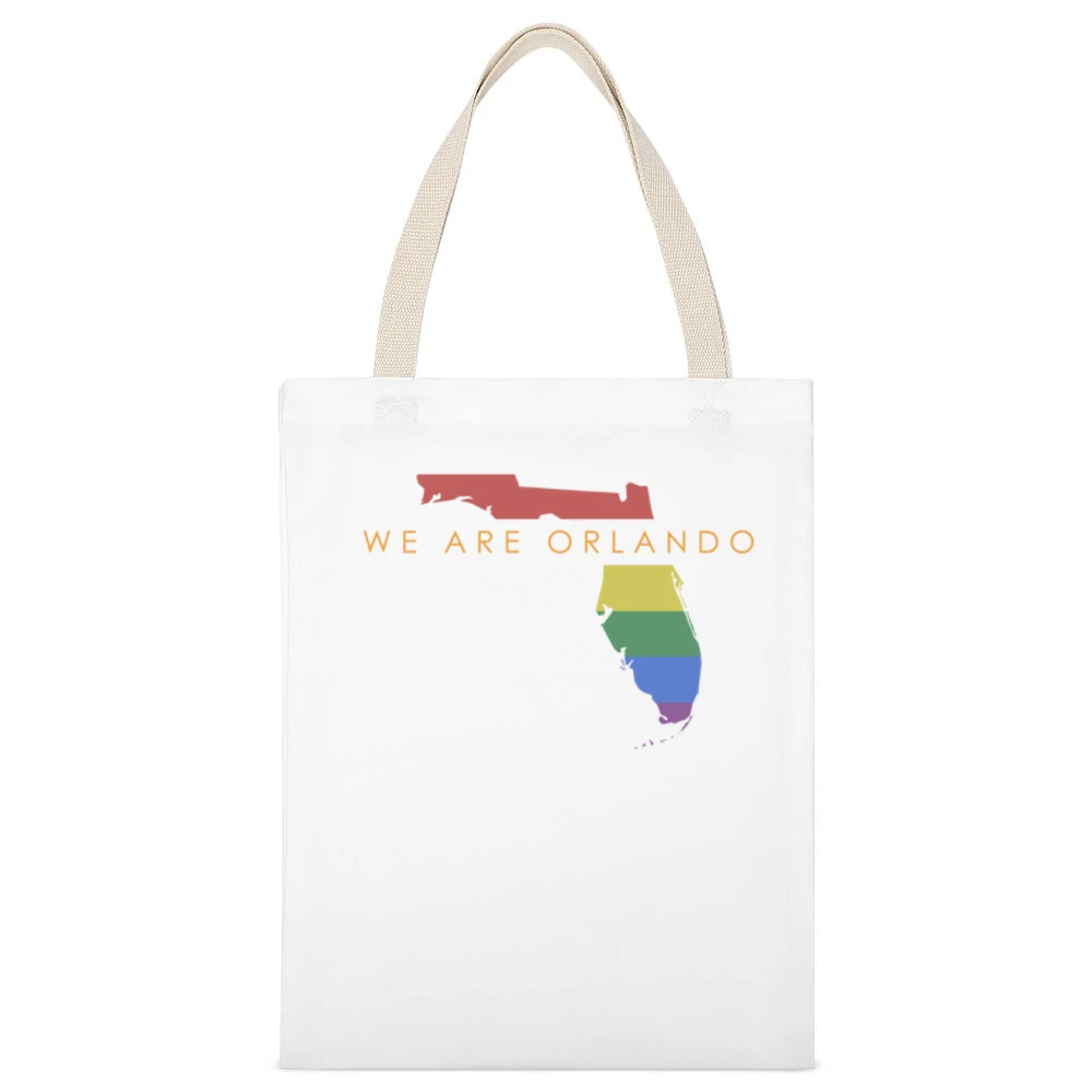 We Are Orlando Love Graphic White Canvas Tote Shopping Bag
