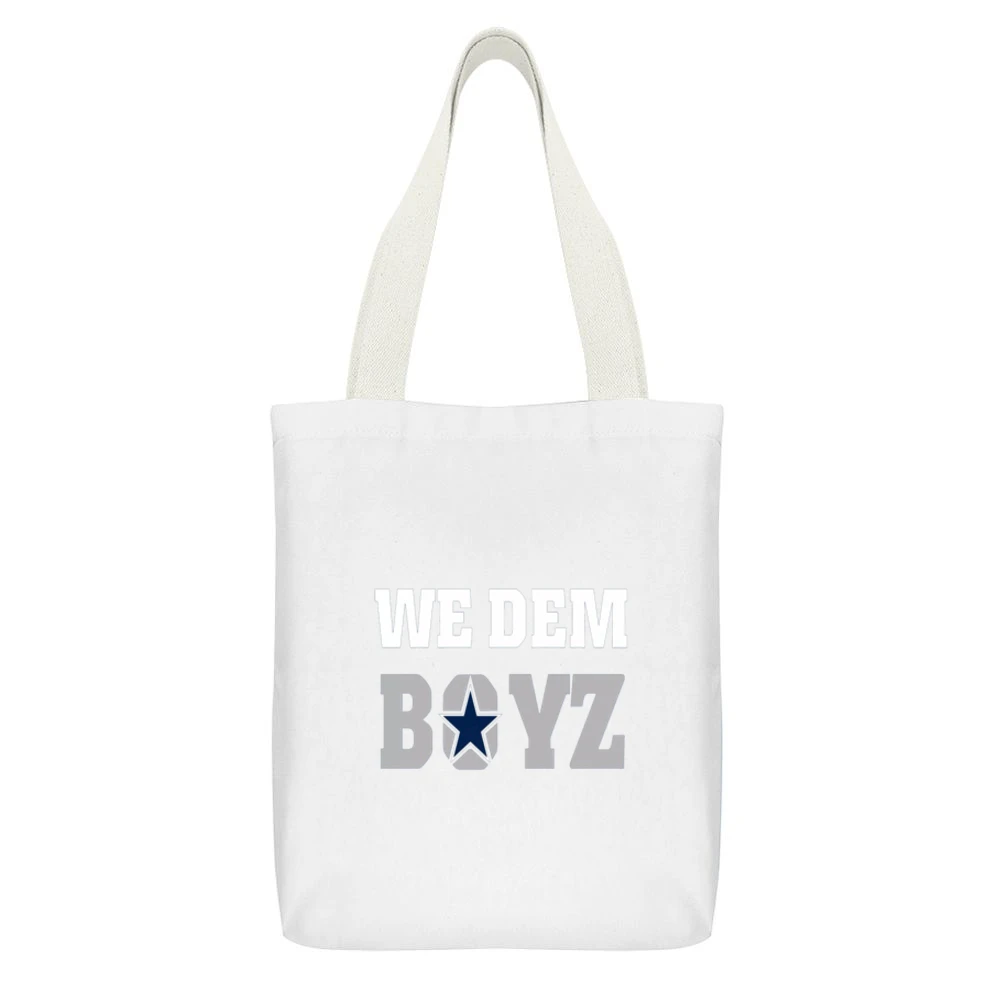 We Dem Boyz Cowboys Tshirt White Canvas Tote Shopping Bag With Interior Pocket