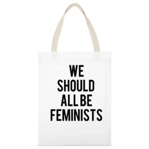 We Should All Be Feminists Jennifer Lawrence Popular Celebrity Graphic White Canvas Tote Shopping Bag