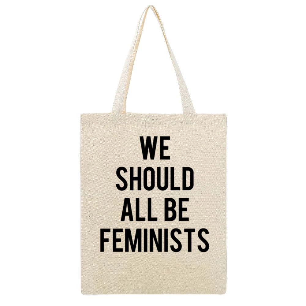 We Should All Be Feminists Popular Anti Trump Kendall Jenner Celebrity Beige Canvas Tote Shopping Bag