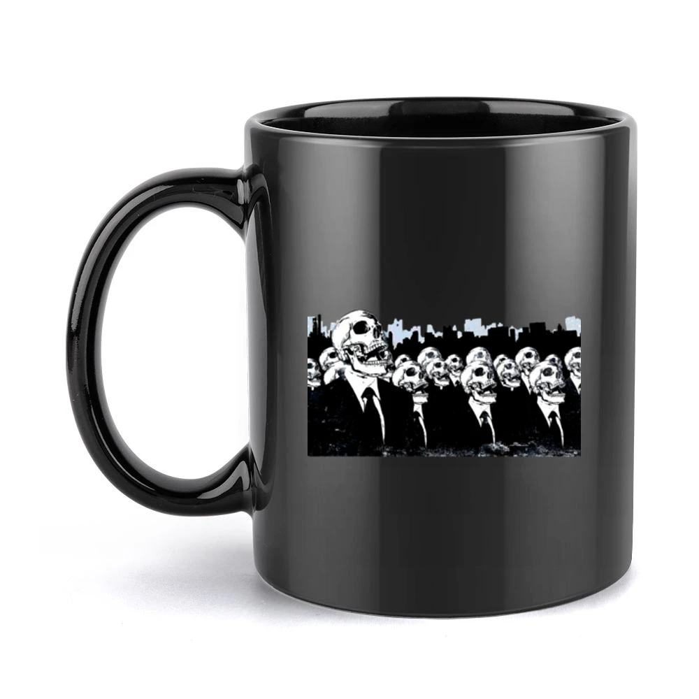 We live no more living dead zombies skeleton skull Black Mug