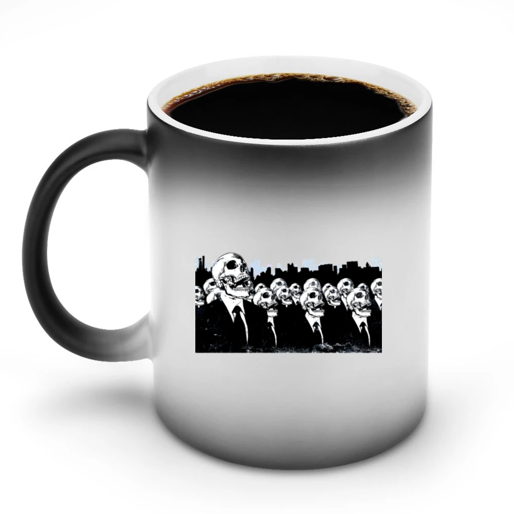 We live no more living dead zombies skeleton skull Discoloration Mug