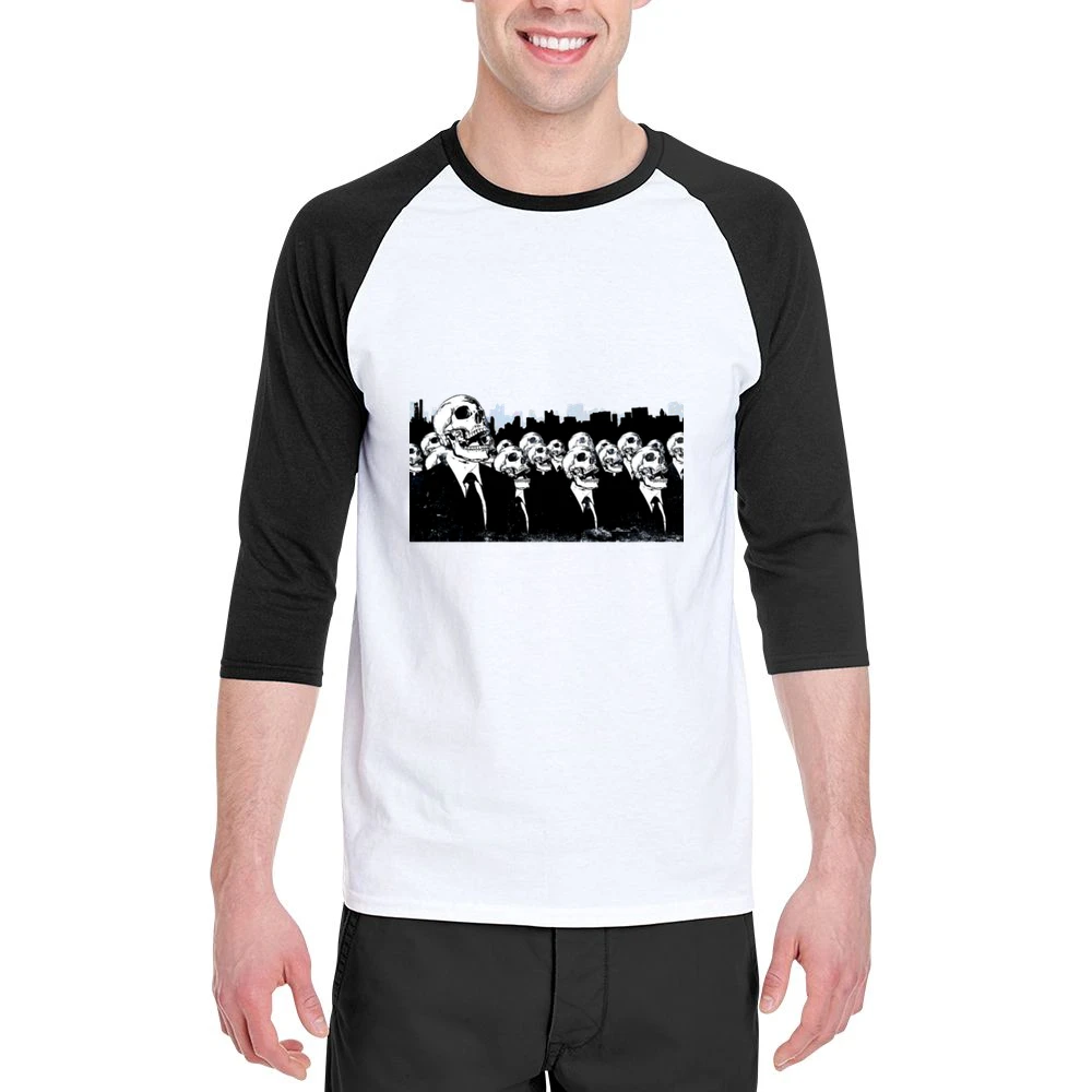 We live no more living dead zombies skeleton skull Men 3/4 Sleeve T-Shirt