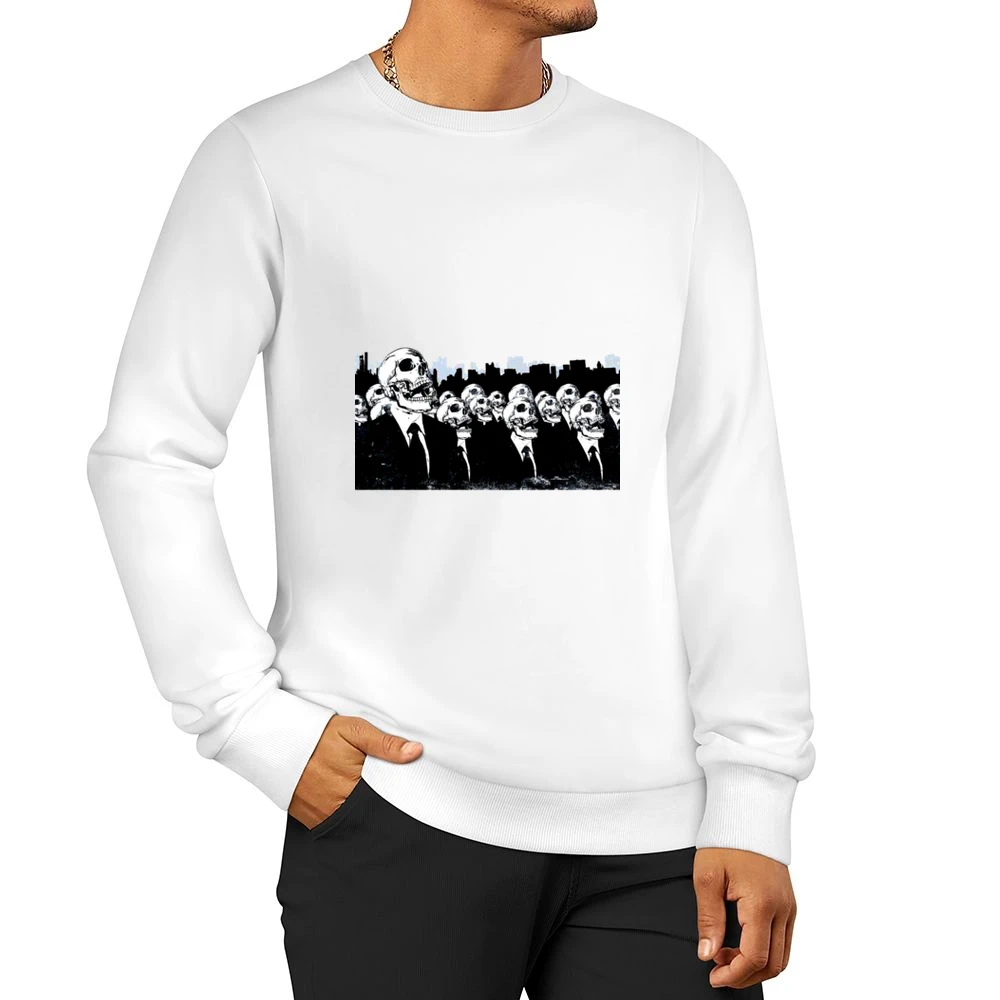 We live no more living dead zombies skeleton skull Men Pullover Sweatshirt