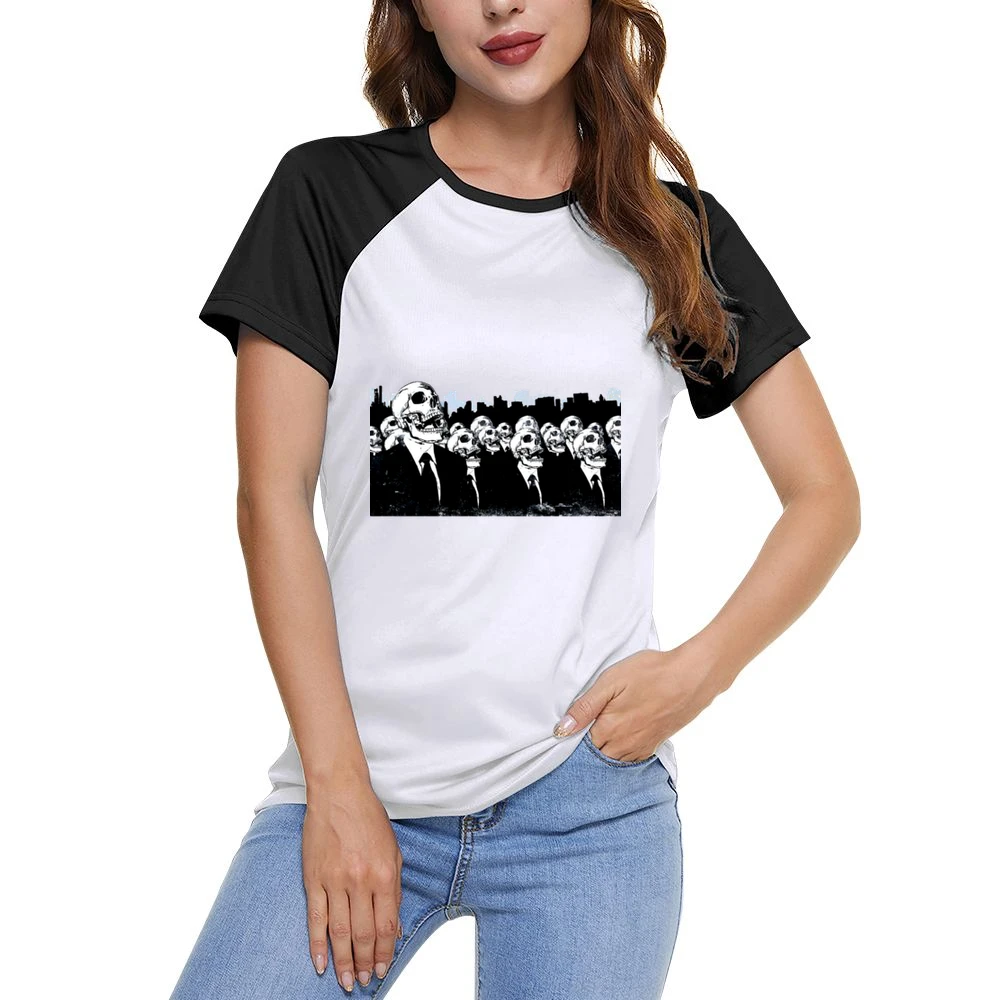 We live no more living dead zombies skeleton skull Women Ladies Short Sleeve T-Shirt
