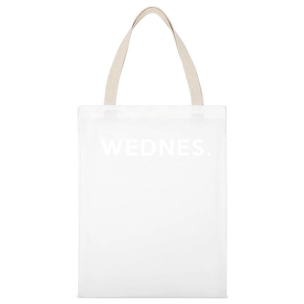 Wednesday Fun Short Form Days Of The Week Popular Graphic White Canvas Tote Shopping Bag