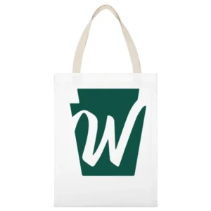 Wegner's Groceries Big W Logo Funny White Canvas Tote Shopping Bag