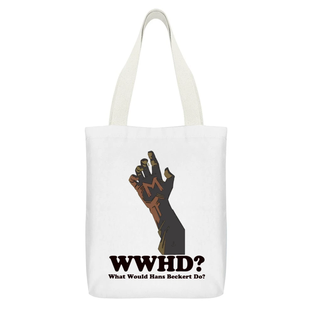 What Would Hans Beckert Do White Canvas Tote Shopping Bag With Interior Pocket