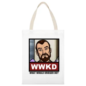 What Would Krieger Do WWKD Archer White Canvas Tote Shopping Bag