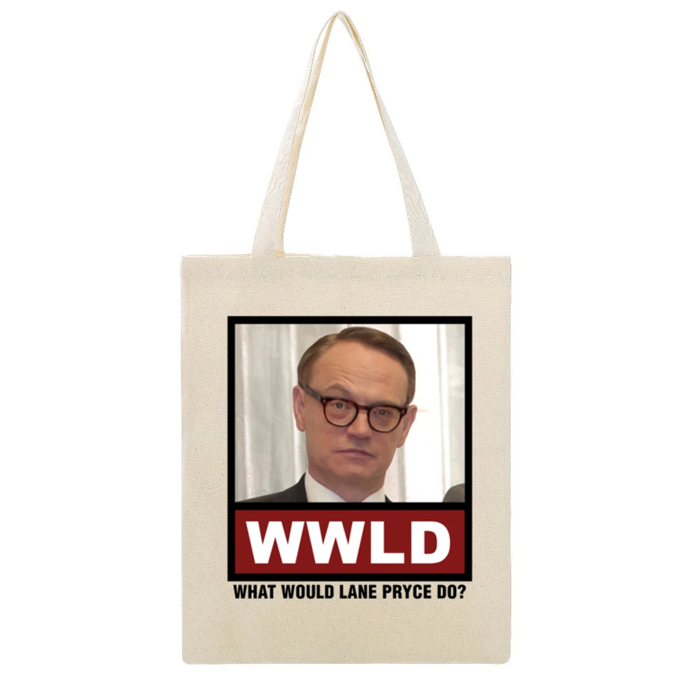 What Would Lane Pryce Do WWLD Mad Men Beige Canvas Tote Shopping Bag