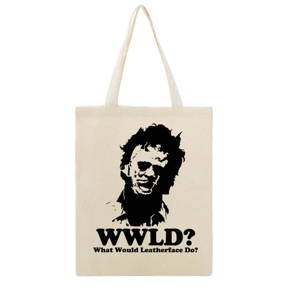 What Would Leatherface Do Beige Canvas Tote Shopping Bag