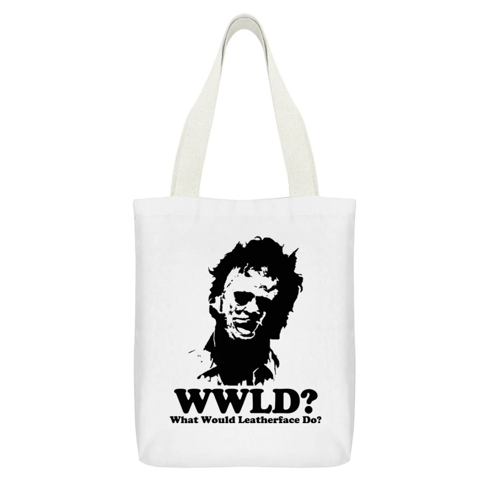 What Would Leatherface Do White Canvas Tote Shopping Bag With Interior Pocket