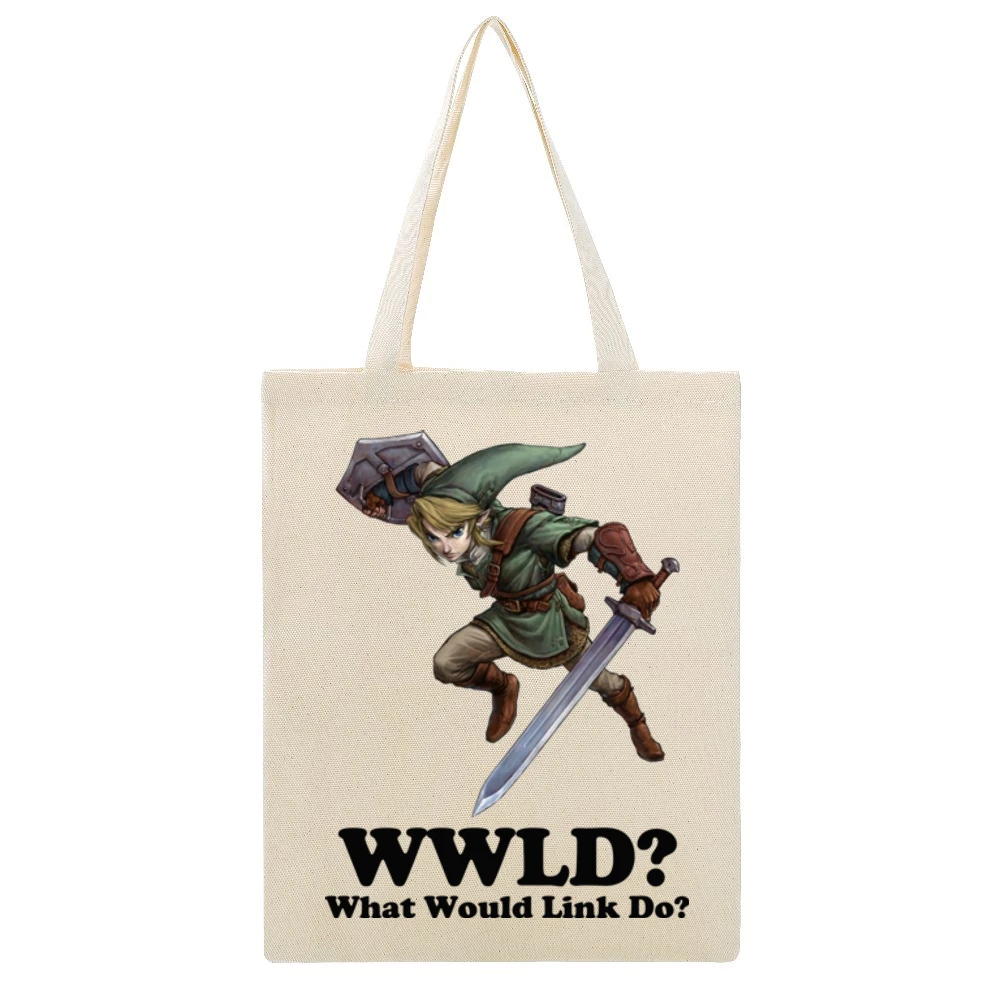 What Would Link Do Beige Canvas Tote Shopping Bag