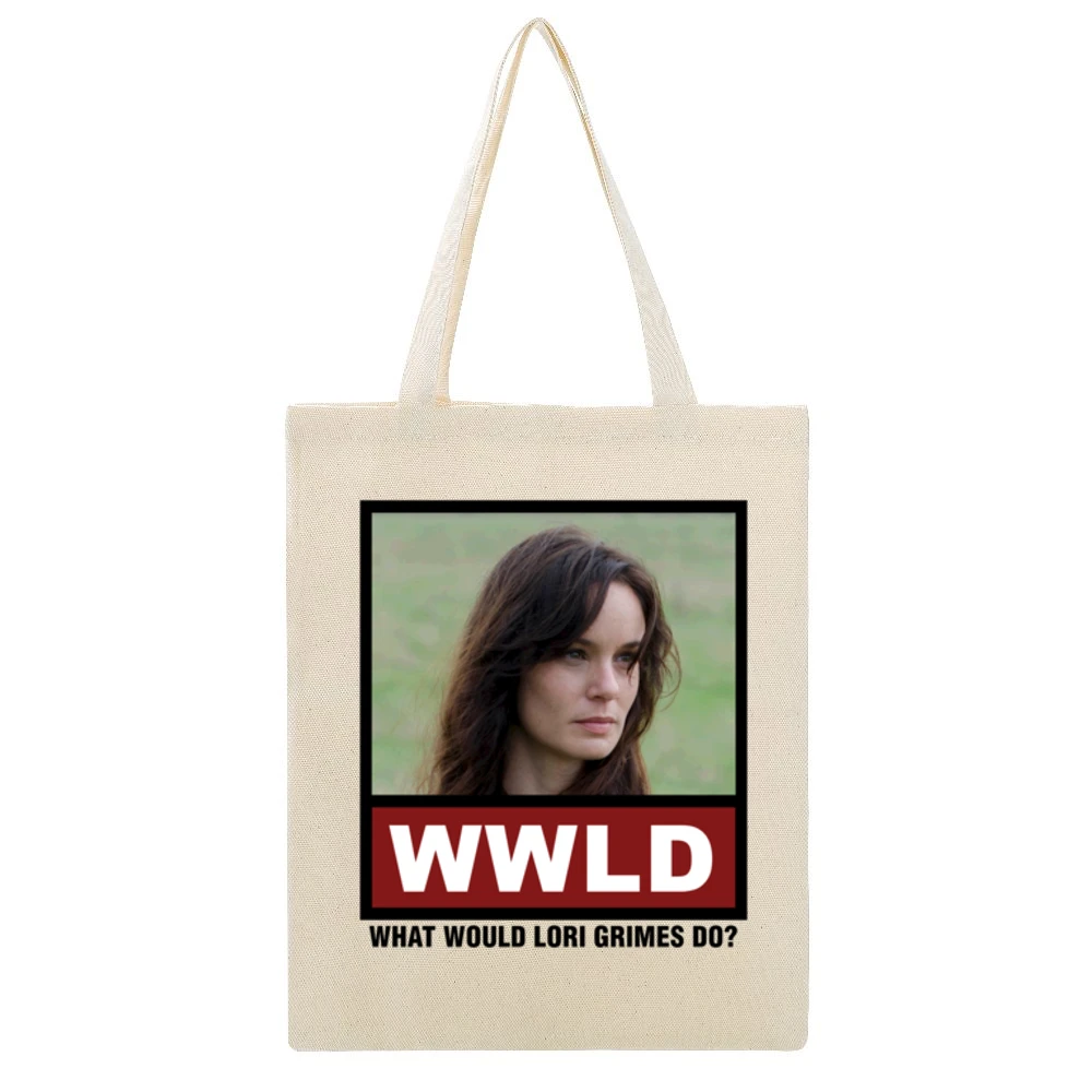 What Would Lori Grimes Do WWLD The Walking Dead Beige Canvas Tote Shopping Bag