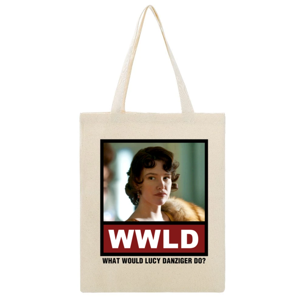 What Would Lucy Danziger Do WWLD Boardwalk Empire Beige Canvas Tote Shopping Bag