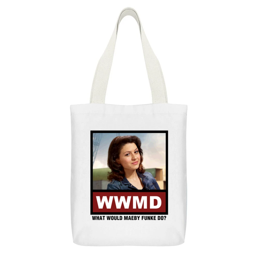What Would Maeby Funke Do WWMD Arrested Development White Canvas Tote Shopping Bag With Interior Pocket