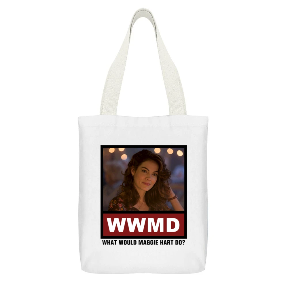 What Would Maggie Hart Do WWMD True Detective White Canvas Tote Shopping Bag With Interior Pocket