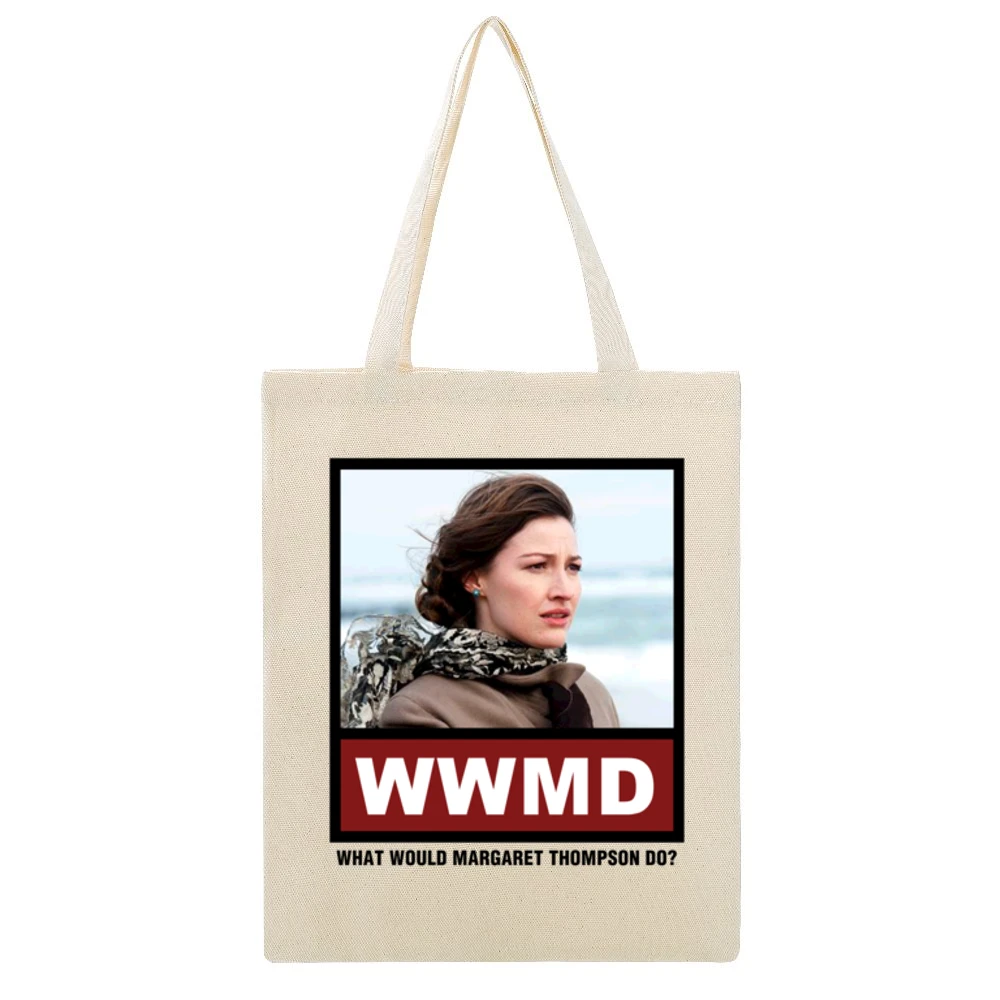 What Would Margaret Thompson Do WWMD Boardwalk Empire Beige Canvas Tote Shopping Bag