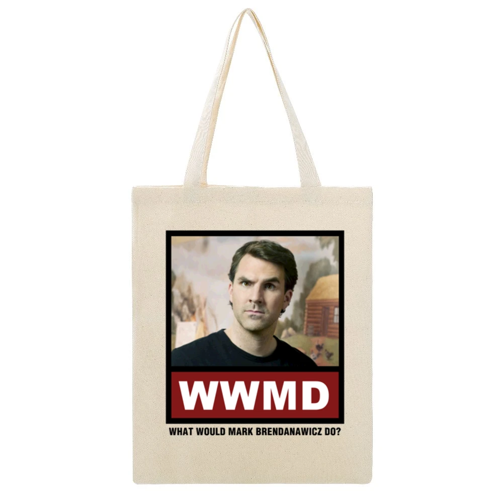 What Would Mark Brendanawicz Do WWMD Parks and Recreation Beige Canvas Tote Shopping Bag