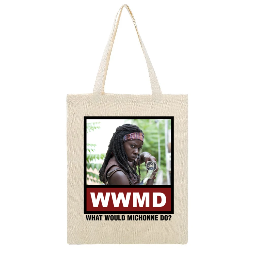 What Would Michonne Do WWMD The Walking Dead Beige Canvas Tote Shopping Bag