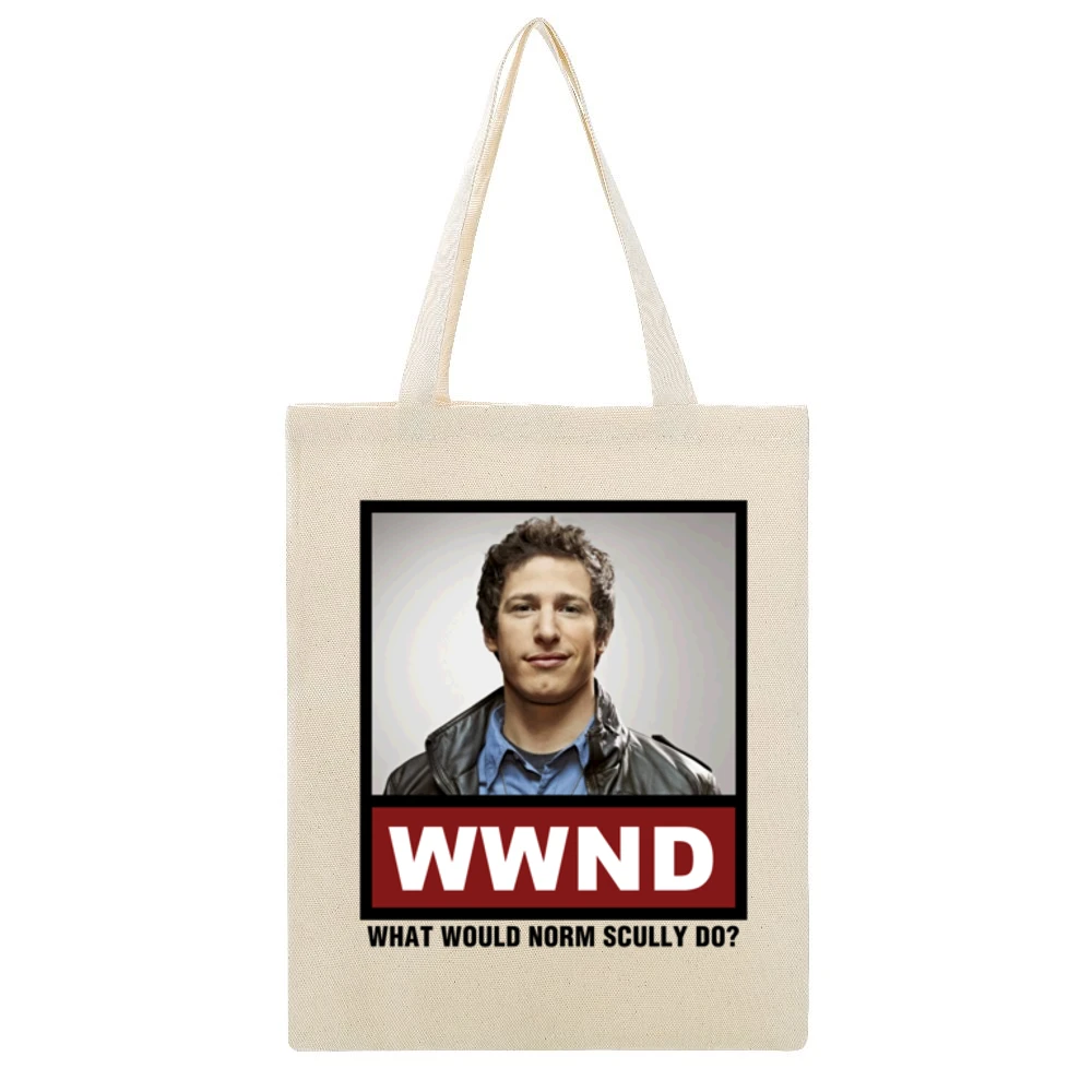 What Would Norm Scully Do WWND Brooklyn Nine Nine Beige Canvas Tote Shopping Bag