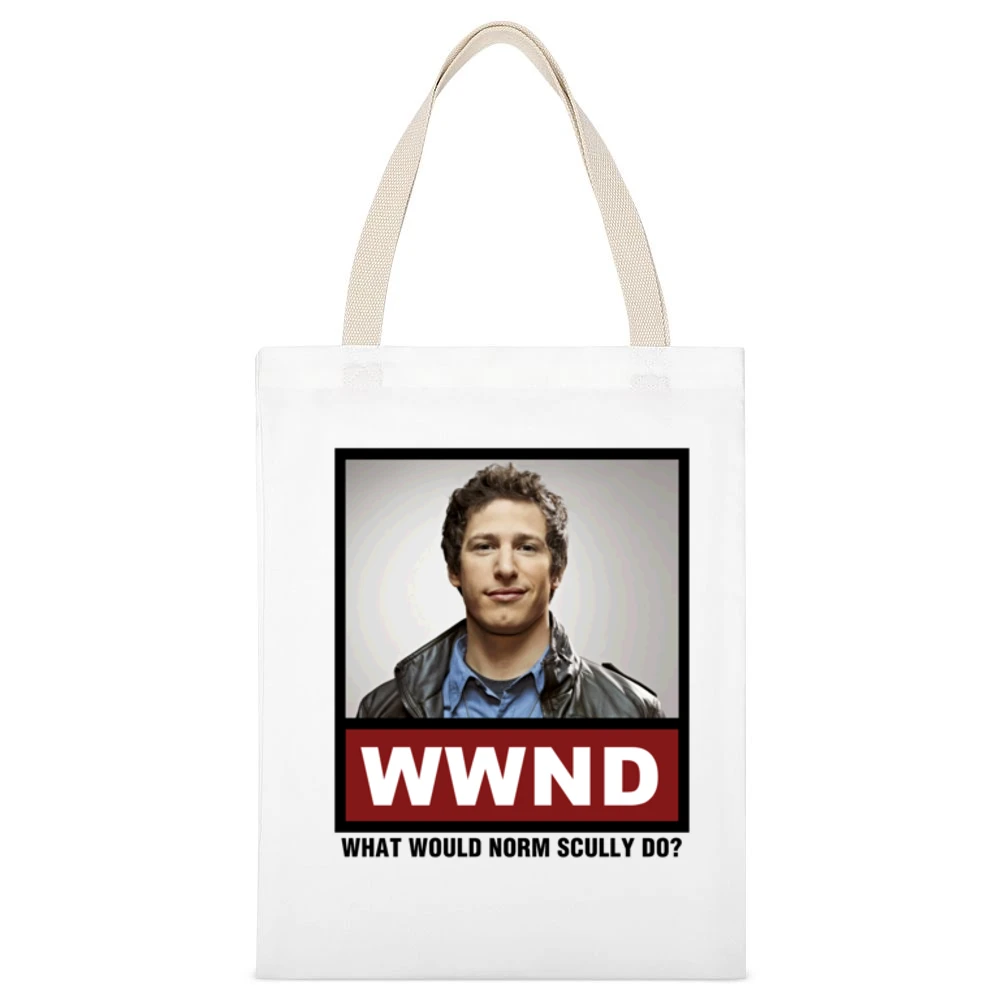 What Would Norm Scully Do WWND Brooklyn Nine Nine White Canvas Tote Shopping Bag