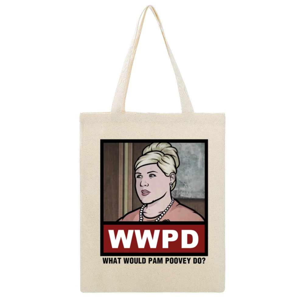 What Would Pam Poovey Do WWPD Archer Beige Canvas Tote Shopping Bag
