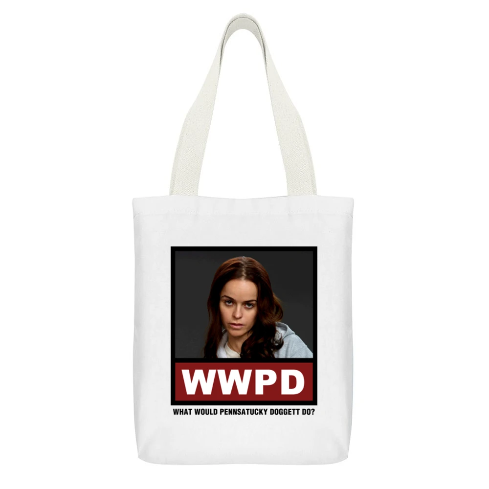 What Would Pennsatucky Doggett Do WWPD Orange is the New Black White Canvas Tote Shopping Bag With Interior Pocket