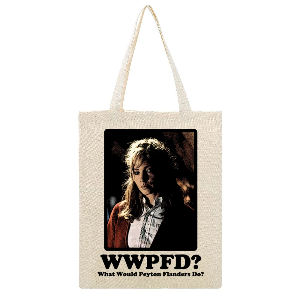 What Would Peyton Flanders Do Beige Canvas Tote Shopping Bag