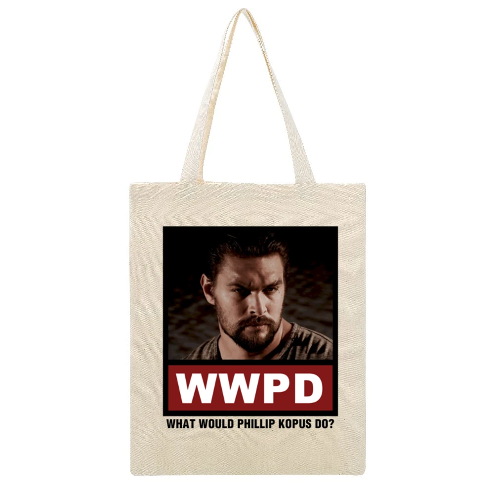 What Would Phillip Kopus Do WWPD The Red Road Beige Canvas Tote Shopping Bag
