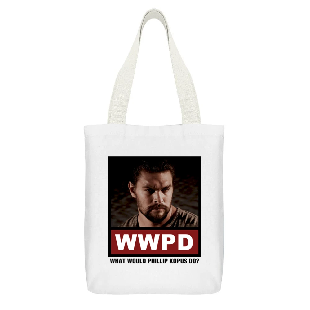 What Would Phillip Kopus Do WWPD The Red Road White Canvas Tote Shopping Bag With Interior Pocket