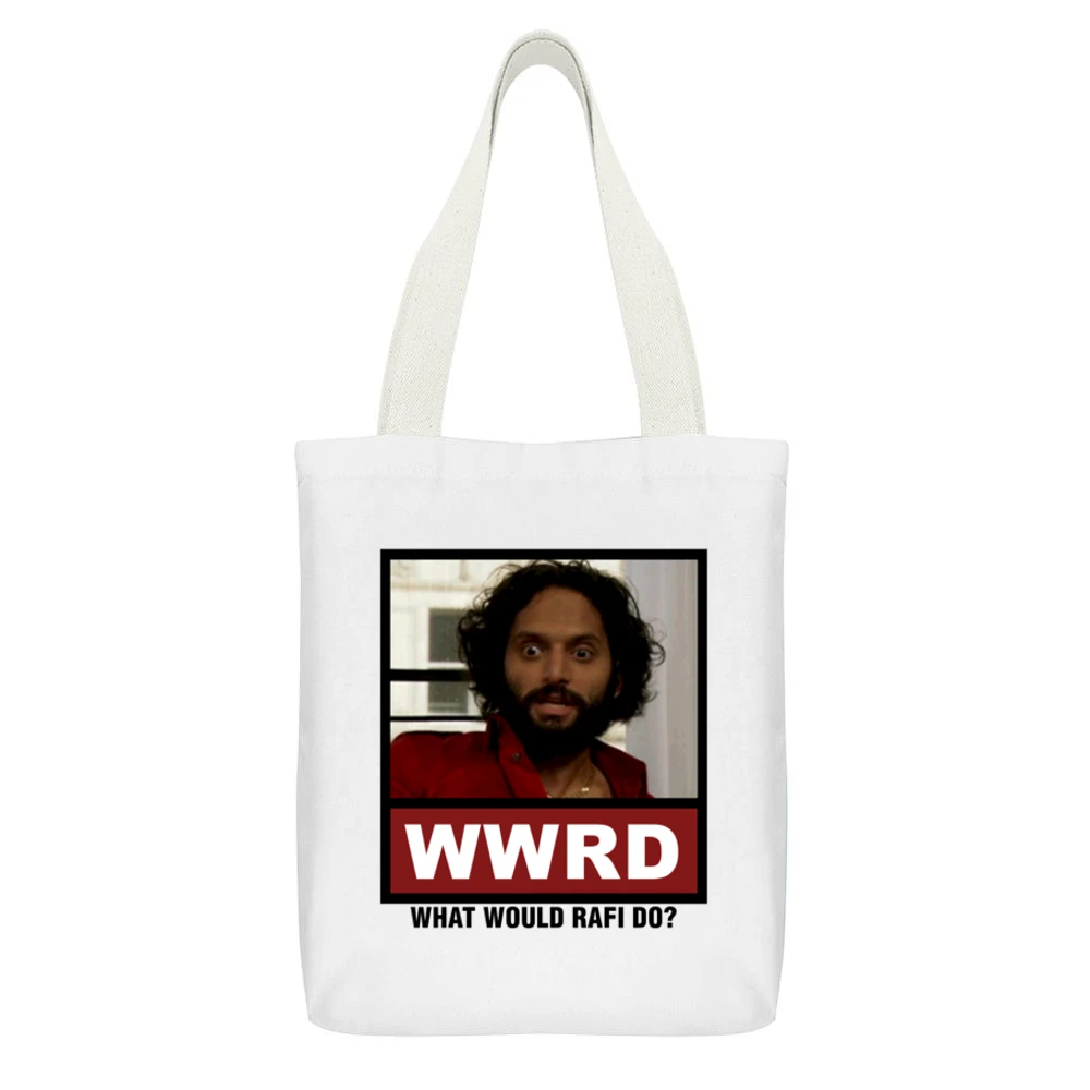 What Would Rafi Do WWRD The League White Canvas Tote Shopping Bag With Interior Pocket