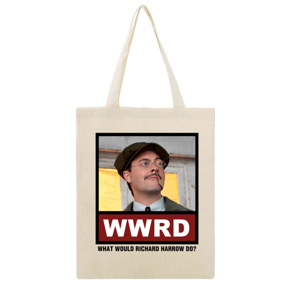 What Would Richard Harrow Do WWRD Boardwalk Empire Beige Canvas Tote Shopping Bag