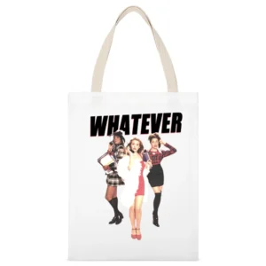 Whatever Clueless Popular Movie Tee Shirt White Canvas Tote Shopping Bag