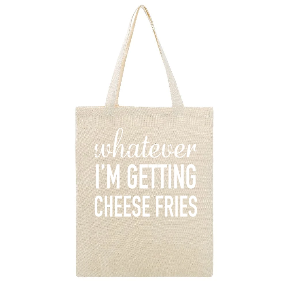 Whatever Im Getting Cheese Fries Funny Popular Mean Girls Movie Quote Beige Canvas Tote Shopping Bag