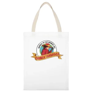 Where In The World Is Carmen Sandiego Fun Cool Vintage Style Distresse White Canvas Tote Shopping Bag