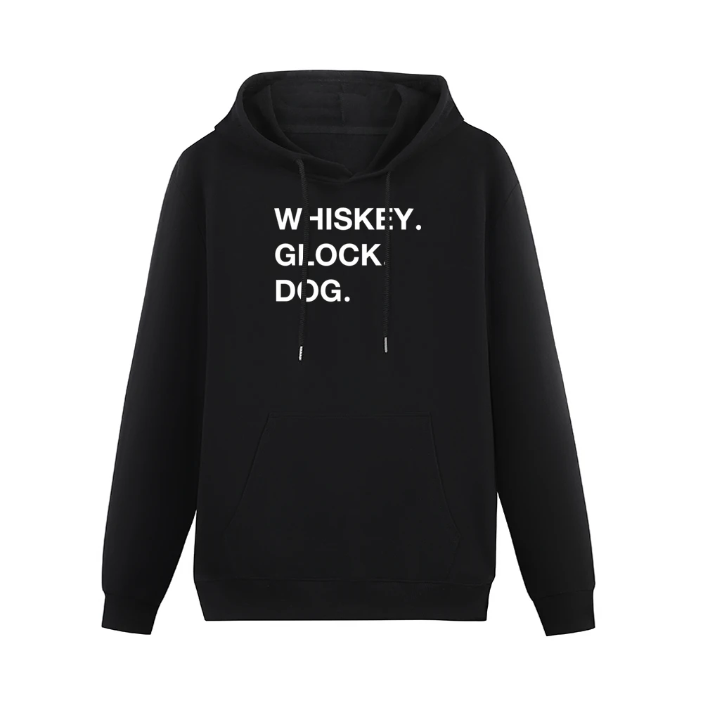 Whiskey Glock Dog Sans Serif White Men Hoodie With Pocket