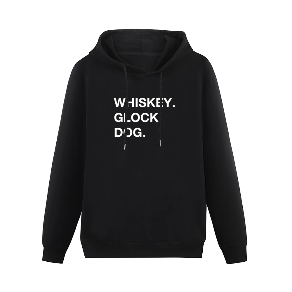 Whiskey Glock Dog Sans Serif White Men Hoodie Without Pocket